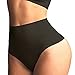 Lelinta Women High-Waisted Thong Body Shaper Boyshorts Control Brief,Black,M(Fit For Waist:25.2