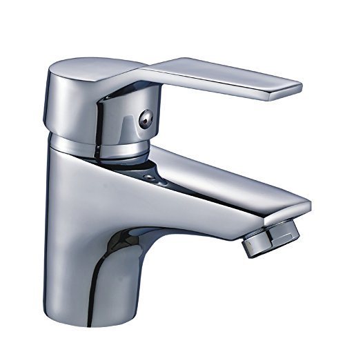 FChome Bathroom Sink Faucet Basin Faucets Brass Single Hole Mixe Tap Deck Mounted, Polished Chrome