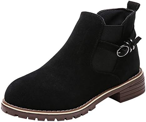 Clearance for Shoes,AIMTOPPY Women's Shoes Round Head Flat Suede Buckle Martin Ankle Boots