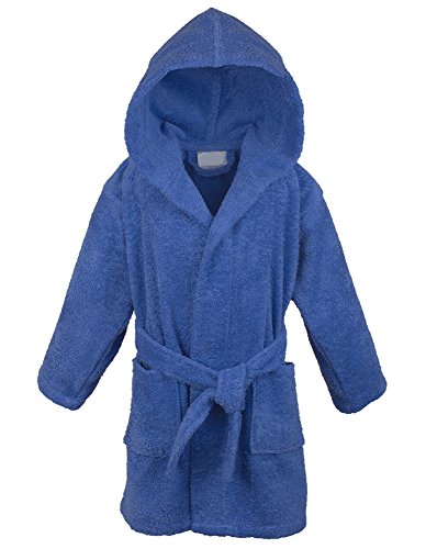 100% Turkish Cotton Kids Hooded Terry Robe - Boys - Royal Blue - Small Medium