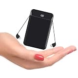 Mobile Powerbank 9000mAh Ultra Slim Quick Charge Portable Phone Charger Power Bank External Battery Charger with LCD Display Built in Cables for Android, iPhone, iPad, Samsung Galaxy and More