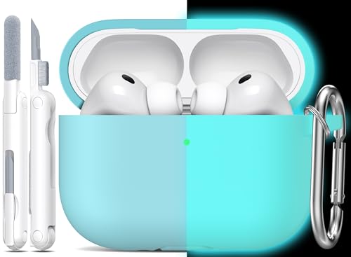 R-Fun Für Airpods Pro 3 Hülle (2025), Weiche Silikon Schutzhülle Cover Kompatibel Mit Apple Airpods Pro 3 Generation Für Damen Herren Mit Reinigungsset Und Schlüsselanhänger, Leuchtendes Blau