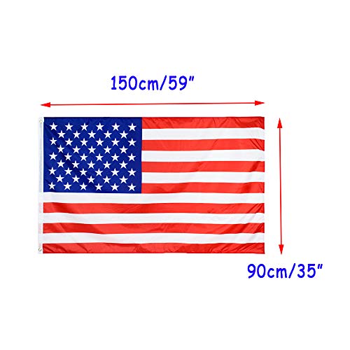American Flag-3x5 Foot US Flag,Bright Color and UV Fade Resistant,Premium Double-Stitched Edges,Brass Grommet for Outdoor,Garden,Indoor(2pcs)