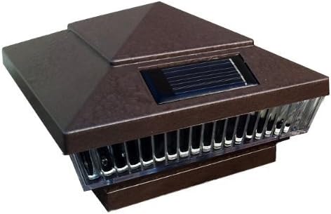 12-Pack Solar Hammered Brown Finish Post Deck Fence Cap Lights for 6" X 6" Vinyl/PVC or Wood Posts with White LEDs and Vertical-Lined Clear Lens