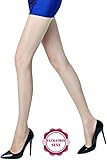 Best Women's Control Top 12 Den All Sheer Toe silk stockings Tights Panty Hose,Nude,Medium / Large
