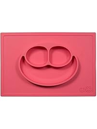 ezpz Happy Mat - One-piece silicone placemat + plate (Coral)