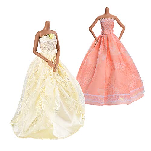 Asiv 17 Stück Mode Urlaubstag Kleidung Kleider für Barbie Puppen Doll, 5 Partymoden Hochzeit Prinzessin Kleider + 12 Paar Schuhe für Weihnachten und Geburtstag Geschenk – Bild 7