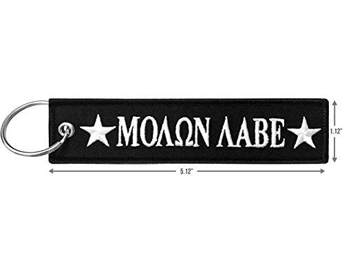 Military Molon Labe Keychain Tag with Key Ring, EDC for Servicemen, Car, Motorcycle (Black)
