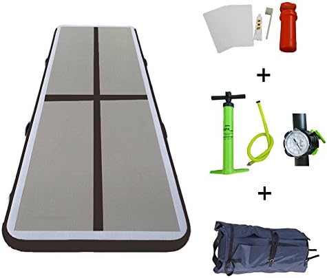 Inflatable Air Floor Mat Gymnastics Track Tumbling Training Mat Cheerleading for Home/Cheerleading/Beach/ Park/Water (Black)