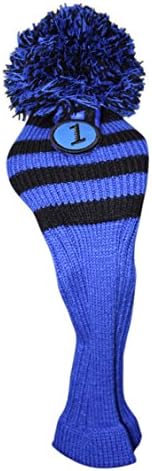 Pacific Golf Clubs #1 Black Blue Limited Edition Driver Head Cover Fits 460cc Drivers Tour Knit Retro Vintage Pom Pom Classic Long Neck Headcover