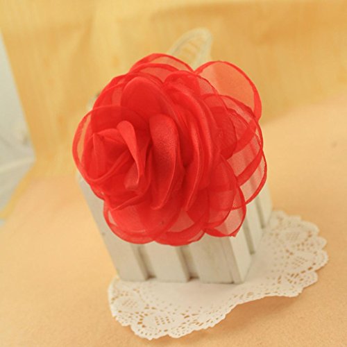 Merdia Women's Lovely Flower Hair Clip Rose Brooches for Wedding Red