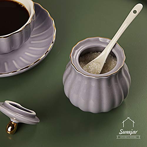 image for Sweejar Royal Ceramic Sugar and Creamer Set, 3 Piece Set with Cream Pi