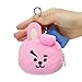 BT21 COOKY Character Small Plush Stuffed Animal Coin Purse Pouch ID Card Wallet with Clip, Pink