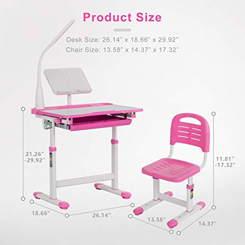 Mecor Kids Desk and Chair Set Height Adjustable,Children Student Sturdy