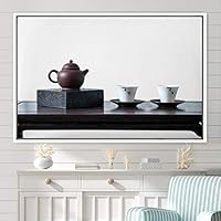 Framed Canvas Wall Art Tea Servings Dark Drinks Farmhouse/Country Group Multicolor Photography Realism Tea - 16x24 inches