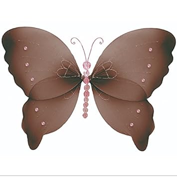 Amazon Com Nylon Butterfly Small 7 Brown Pink Crystal Hanging