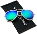 Premium Polarized Full Mirrored Aviator Sunglasses w/Flash Mirror Lens (Flashing Green)