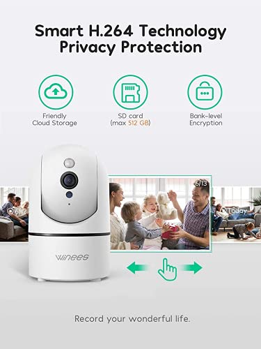 Winees Baby Kamera, 1080P WLAN Überwachungskamera Innen ip Haustier Kamera mit Zwei-Wege-Audio und Nachtsicht, uberwachungskamera Uterstützt Bewegungserkennung, App Kontrolle mit Alexa, Google Home