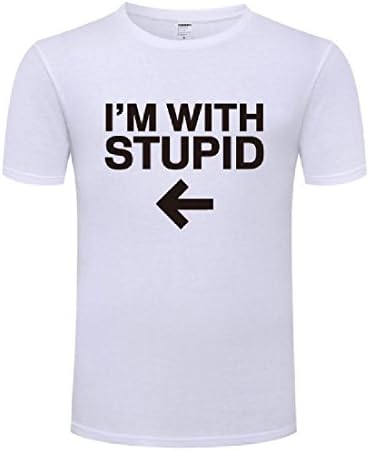 Sheng XiMen I'm with Stupid Short Sleeve Casual Vogue Pullover T Shirts Tops 4 M