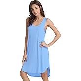 BambooBud Loose Comfy Nightgown for Women Viscose from Bamboo Nightgowns Sleeveless Tank Pajamas Sleep Shirts S-XXL