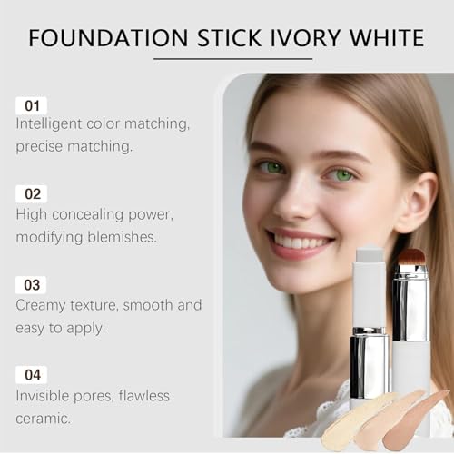 Faccelove Foundation Stick with Brush - 2026 2-in-1 Colour Changing Foundation SPF 15 Light Natural Finish with Glow Moisturising Face Foundation - Natural Colour