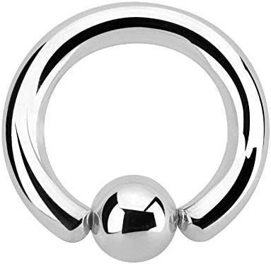 LargeBall Closure Ring Piercing BCR 48 Sizes (2, 3, 4, 5, 6.5 mm Thickness) &ndash; Surgical Steel Piercing Ring In Silver (Stainless Steel)