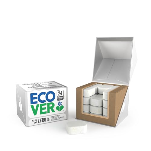 Ecover Zero Spülmaschinentabs, mit Geschirrspülsalz und Klarspüler, ohne Duft, ecover spülmaschinen-tabs, 24 Tabs Packung thumbnail 1