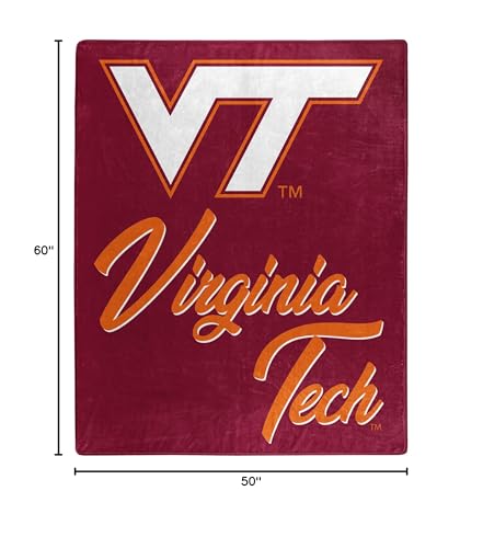 Northwest NCAA Virginia Tech Hokies Unisex-Adult Raschel Throw Blanket, 50 x 60, Signature
