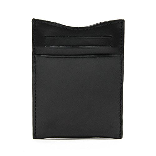 Tony Perotti Mens Italian Bull Leather Spring Tension Money Clip with Credit Card Slot in Black