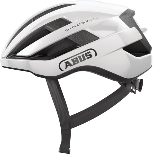 ABUS Rennradhelm WingBack – einfacher Roadhelm für sportliches Fahren im Alltag und in der Freizeit – für Erwachsene und Jugendliche – Weiß, Größe M