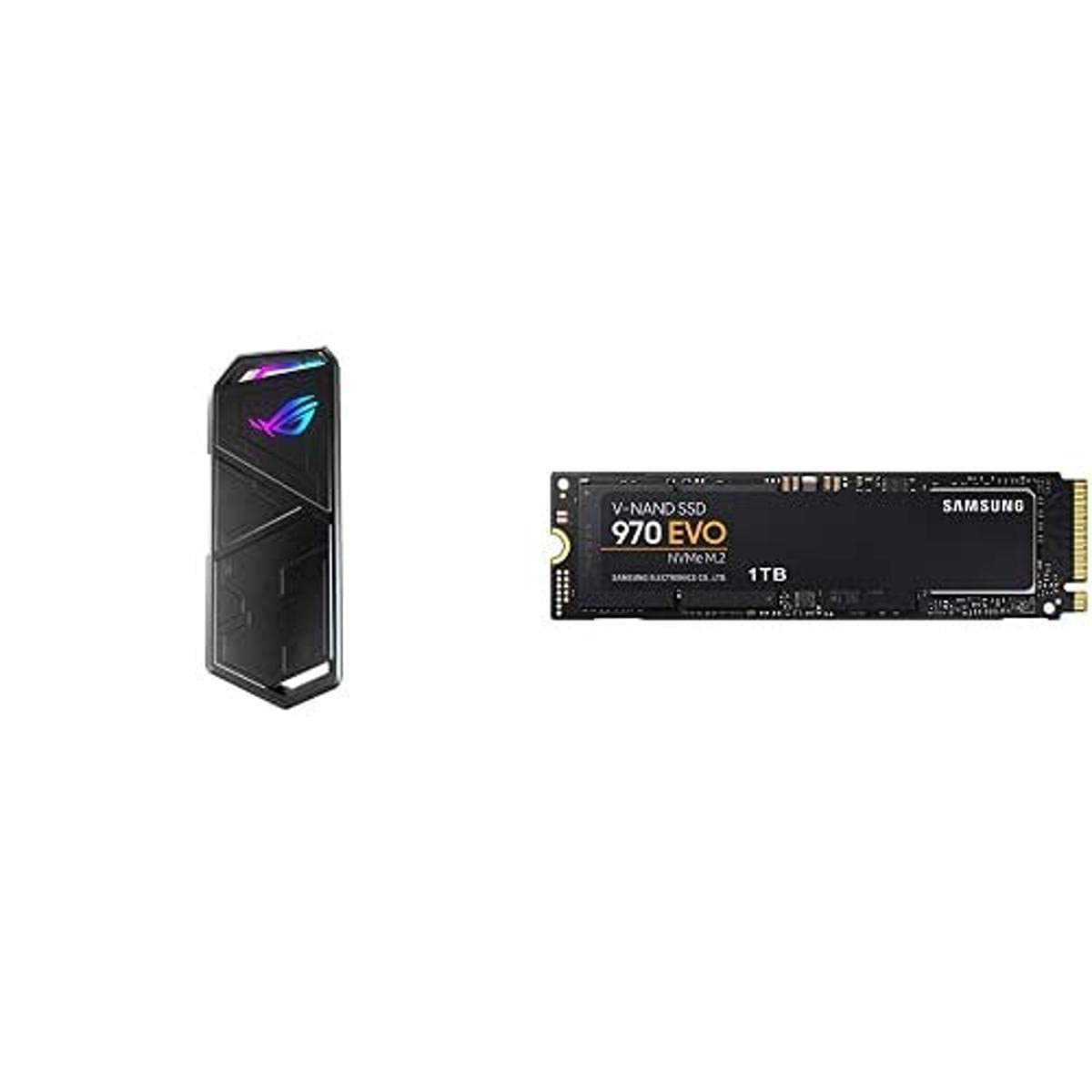 ASUS ROG Strix Arion M.2 NVMe SSD Enclosure-USB3.2 GEN2 Type-C + 970 EVO 1 TB PCIe NVMe M.2 (2280) Internal Solid State Drive (SSD) (MZ-V7E1T0)