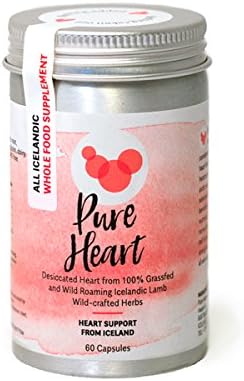 Pure Natura | Pure Heart | Cardiovascular Support | Icelandic Whole Food Supplement | Desiccated 100% Grass Fed Lamb | Provides Beneficial Nourishment | 60 Capsules