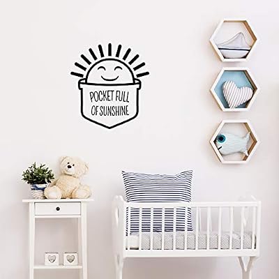 Vinyl Wall Art Decal Pocket Full Of Sunshine 24 X 22 Positive Happy Sun Face Modern Home Bedroom Apartment Nursery Playroom Living Room Indoor Outdoor Quotes Decor Buy Online