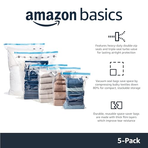 Amazon Basics Vacuum Storage Bags for Clothes, Compression Zipper with Hand Pump, photo 11