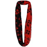 Harley Quinn Black and Red Print Infinity Viscose Soft Scarf Costume Accessory