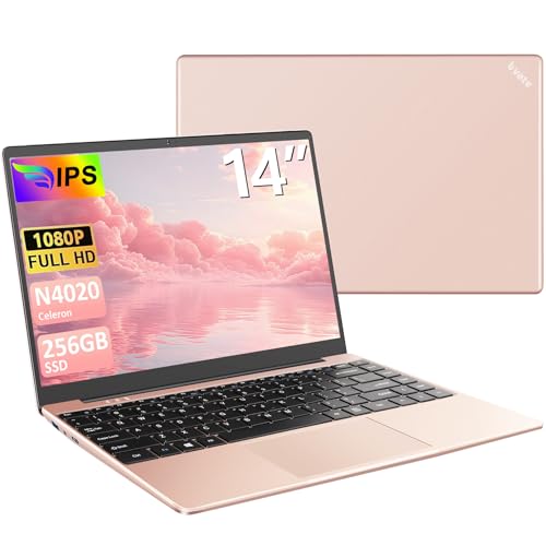 bvate Ordenador portátil 14" 2026 Win 11 N4020 6+256 GB 2.4G+5G -Oro Rosa