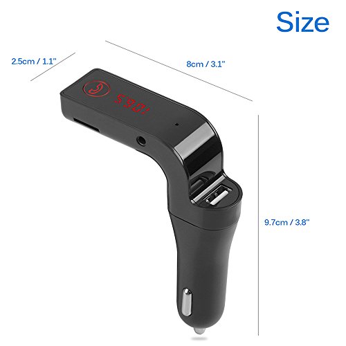 PolarLander 4-in-1 Car Kit MP3 Player Hands Free Wireless Bluetooth FM Transmitter G7 + AUX Modulator SD USB LCD Car Accessories Black - Thumbnail 7