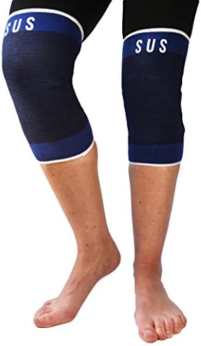 Elite Knee Compression Sleeves By Susama (1 Pair) - #1 Knee Wraps for Running &amp; Workout - Best ACL Brace, Patella &amp; Meniscus Support. For Active Sports &amp; Pain Relief. 1 Size Fits All for Men and Women