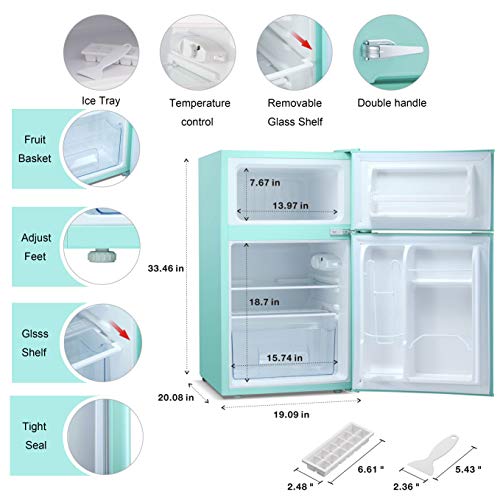 Antarctic Star Compact Mini Refrigerator Separate Freezer, Small Fridge