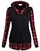 Faddare Women's Hooded Sweatshirts Long Sleeve 2 In 1 Checked Pullover Tops With Pockets