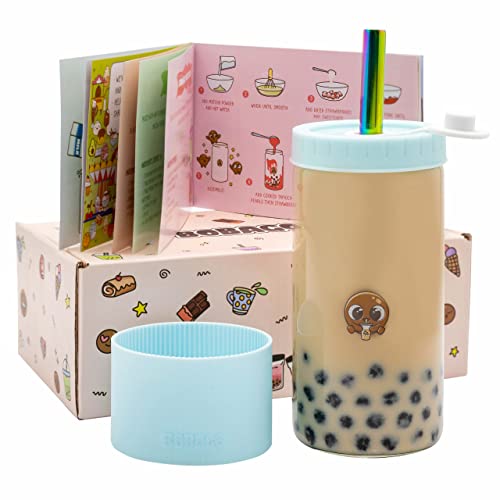 BobaGO Reusable Boba Cup with Straw, Bubble Tea Cup with Recipe Book