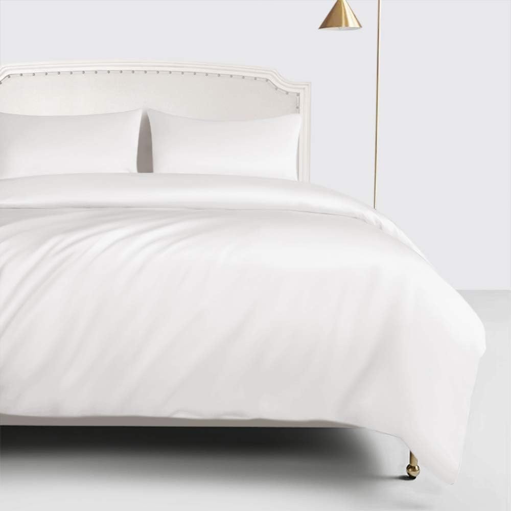 ELLESILK 100% Silk Duvet Cover, Silk Comforter Cover, 22 Momme, The Highest Grade Mulberry Silk, Natural Dye, Premium Quality, King 104"x90", White