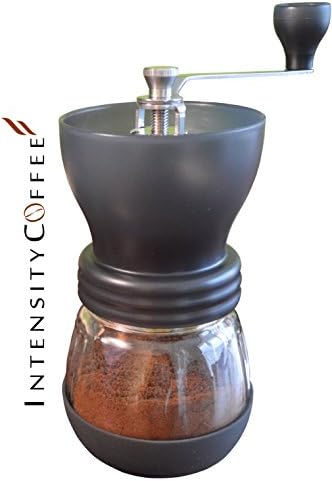 Intensitycoffee, Manual Coffee Grinder, Ceramic Mill. Coffee Maker with Grinder, Burr Coffee Grinder (Black)
