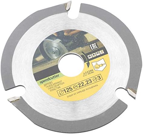 Rowiz 5 Inch/ 125mm Woodworking Blade for Angle Grinder, Disc for Wood Carving, Cutting, Shaping, Woodworking Cutting Saw Blade with 3 Teeth 7/8 Inch Arbor Angle Grinding Tool