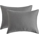 uwkcy Standard Pillow Cases, 100% Egyptian Cotton Pillowcases with Hidden Zipper, 500 Thread Count, Zippered Pillow Covers,Set of 2 (20x26 Inch,Grey)