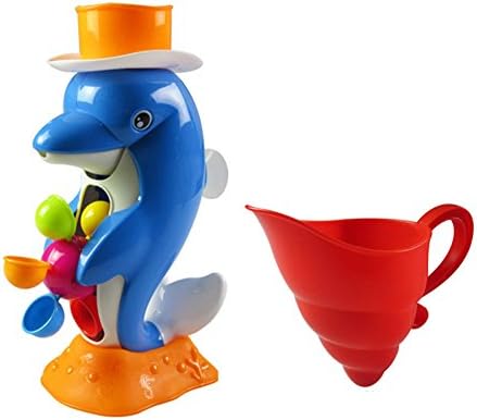 GFun Baby Bath Toy Dolphin Water Wheel Educational Developmental Interactive Bath Time Bathtub Play Toy for Toddler Kids