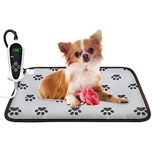 EACHON Heating Pad for Dogs Cats Electric Heated Pet Beds Mat with Timer Warming Pet Mats Safety Dog House Heated Waterproof Heated Dog Cat Blanket Heated Bed Pad Mat wifh Free pet Comb (M)