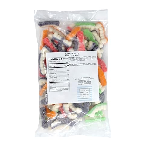 GUMMI FANGS CANDY, 1 POUND BULK HALLOWEEN CANDY BAG, VAMPIRE TEETH, HALLOWEEN CANDY, HALLOWEEN GUMMIES