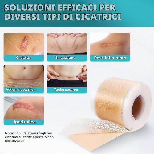 Silicone Scarring Sheets, Silicone Scars Plasters, 4 cm x 300 cm | Custom cut, everyday comfort and easy application
