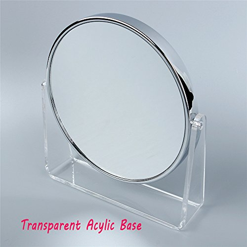 Catmicoo 1X/10X Magnifying Makeup Mirror, 6" Round Double Sided Standing Vanity Mirror Stylish Modern Design (Chrome) - Thumbnail 5